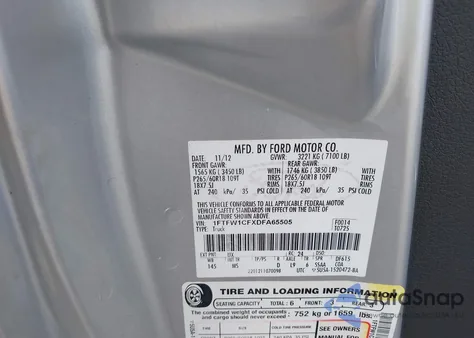 2013 Ford F-150 Xlt z USA, uszkodzony, nr VIN 1FTFW1CFXDFA65505